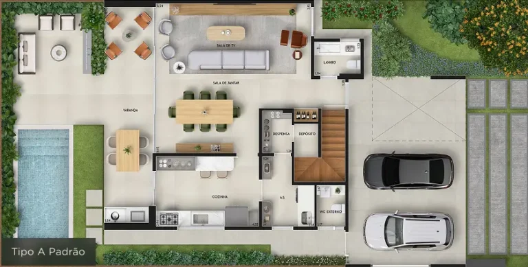 Planta 195m - Inferior - Casa Arborais